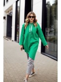 Oversized insulated tunic with an asymmetrically cut side, green FI726 - Online store - Boutique